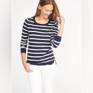 Old Navy Classic Navy and White Striped Sweater 3/4 Length XS